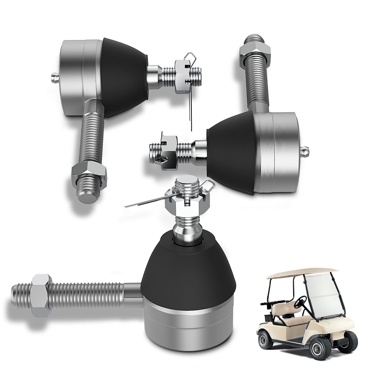 Golf Cart Ball Joint Kit-Club Car DS Tie Rod End Set of 3, Club Car DS Tie Rod End with Grease Fitting |Drive-up