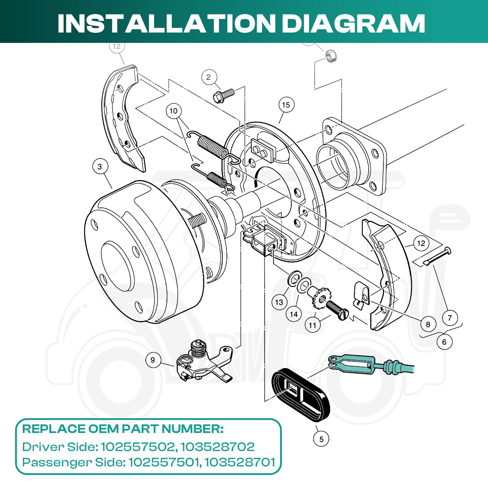 Club Car Precedent 2004+ Brake Cable Stainless Steel Core Driver and Passenger Side and 2018-up Tempo G and E(2PCS) |Drive-up