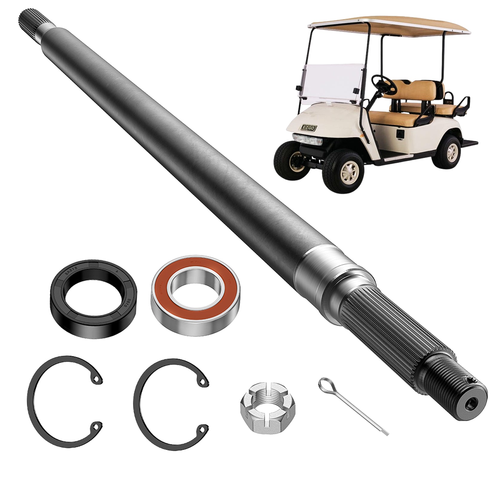EZGO TXT Rear Splined Axle for Electric Golf Cart 1994-2013 Driver Side, 20377-G11 |Drive-up