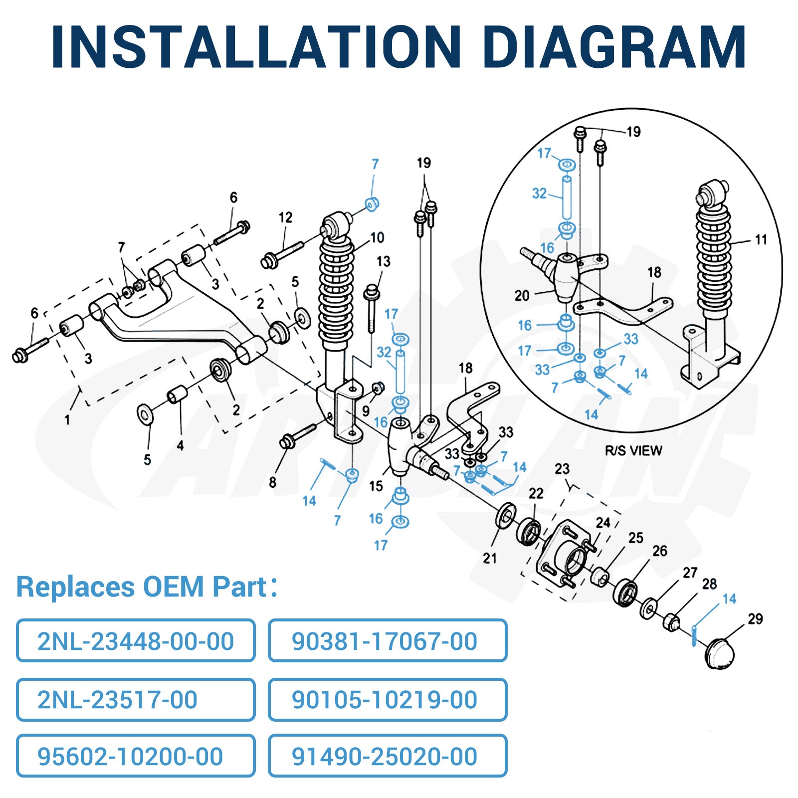 King Pin Wear Replacement Kit for Yamaha G22, G29 |Drive-up
