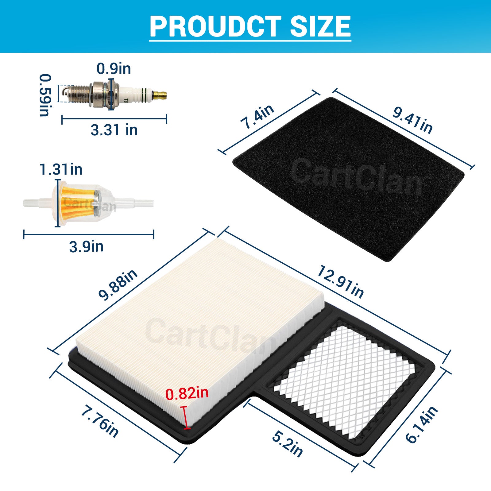 Golf Cart Air Filter Pre-Filter with Spark Plug Fuel Filter Tune Up kit Replacement suitable for Yamaha |Drive-up