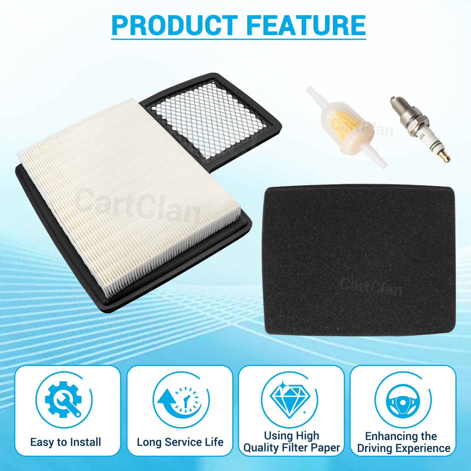 Golf Cart Air Filter Pre-Filter with Spark Plug Fuel Filter Tune Up kit Replacement suitable for Yamaha |Drive-up