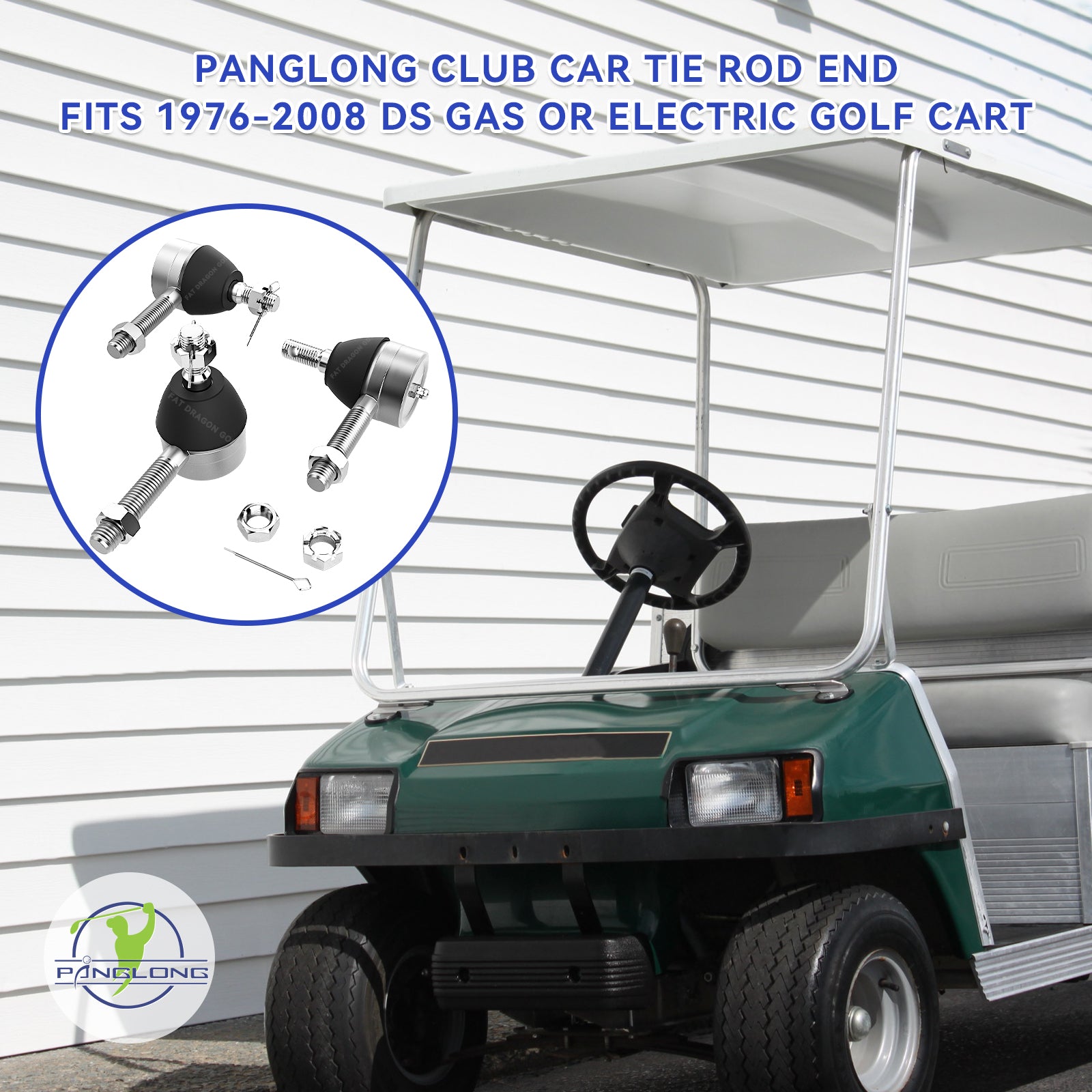 Golf Cart Ball Joint Kit-Club Car DS Tie Rod End Set of 3, Club Car DS Tie Rod End with Grease Fitting |Drive-up