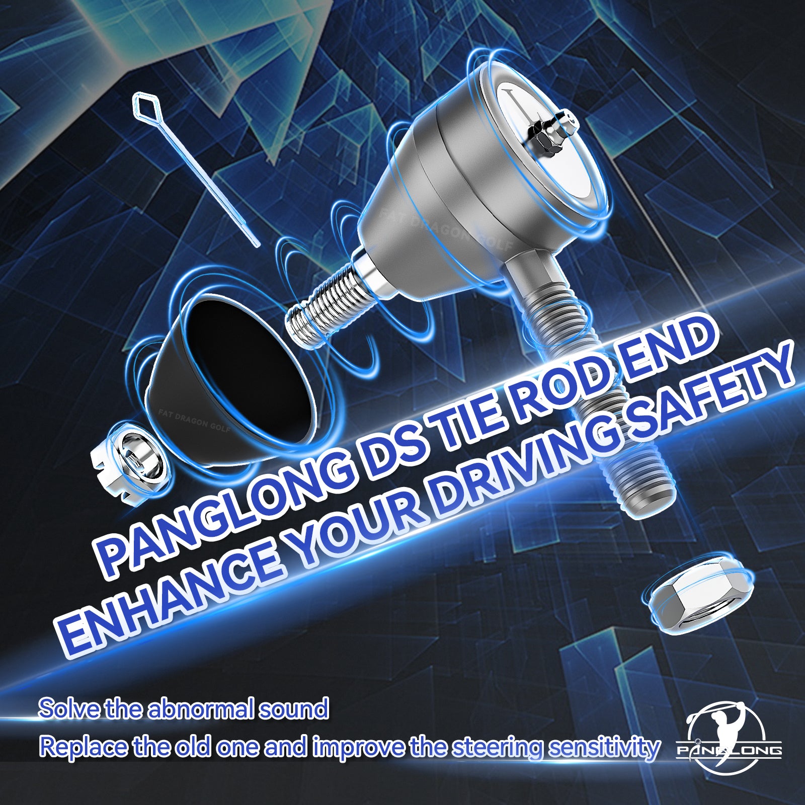 Golf Cart Ball Joint Kit-Club Car DS Tie Rod End Set of 3, Club Car DS Tie Rod End with Grease Fitting |Drive-up