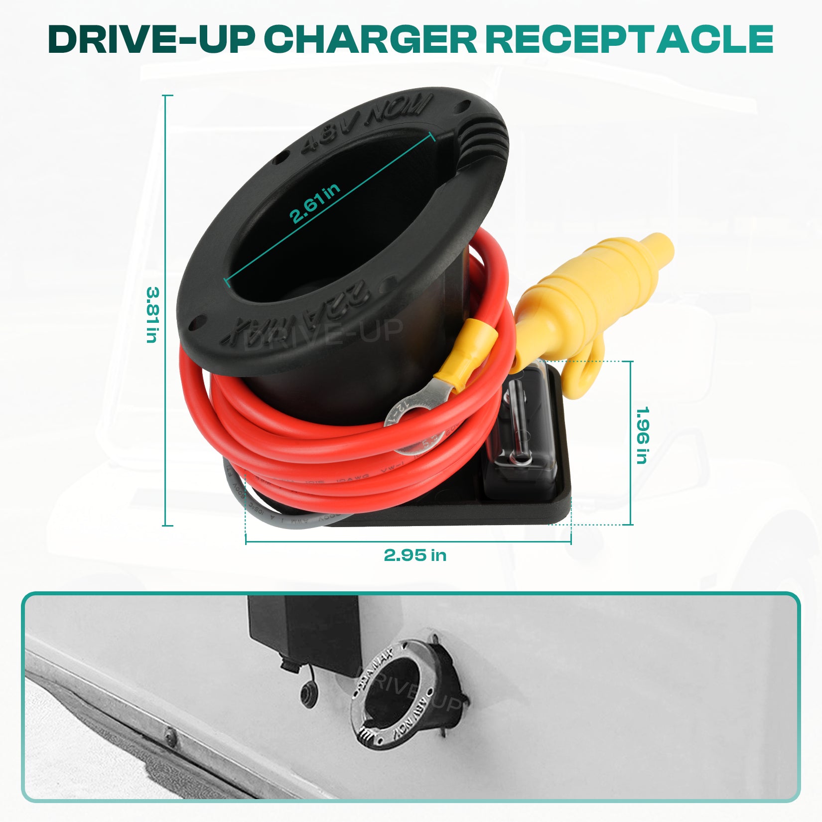 48V Golf Cart Charger Club Car DS Charger Receptacle Plug |Drive-up