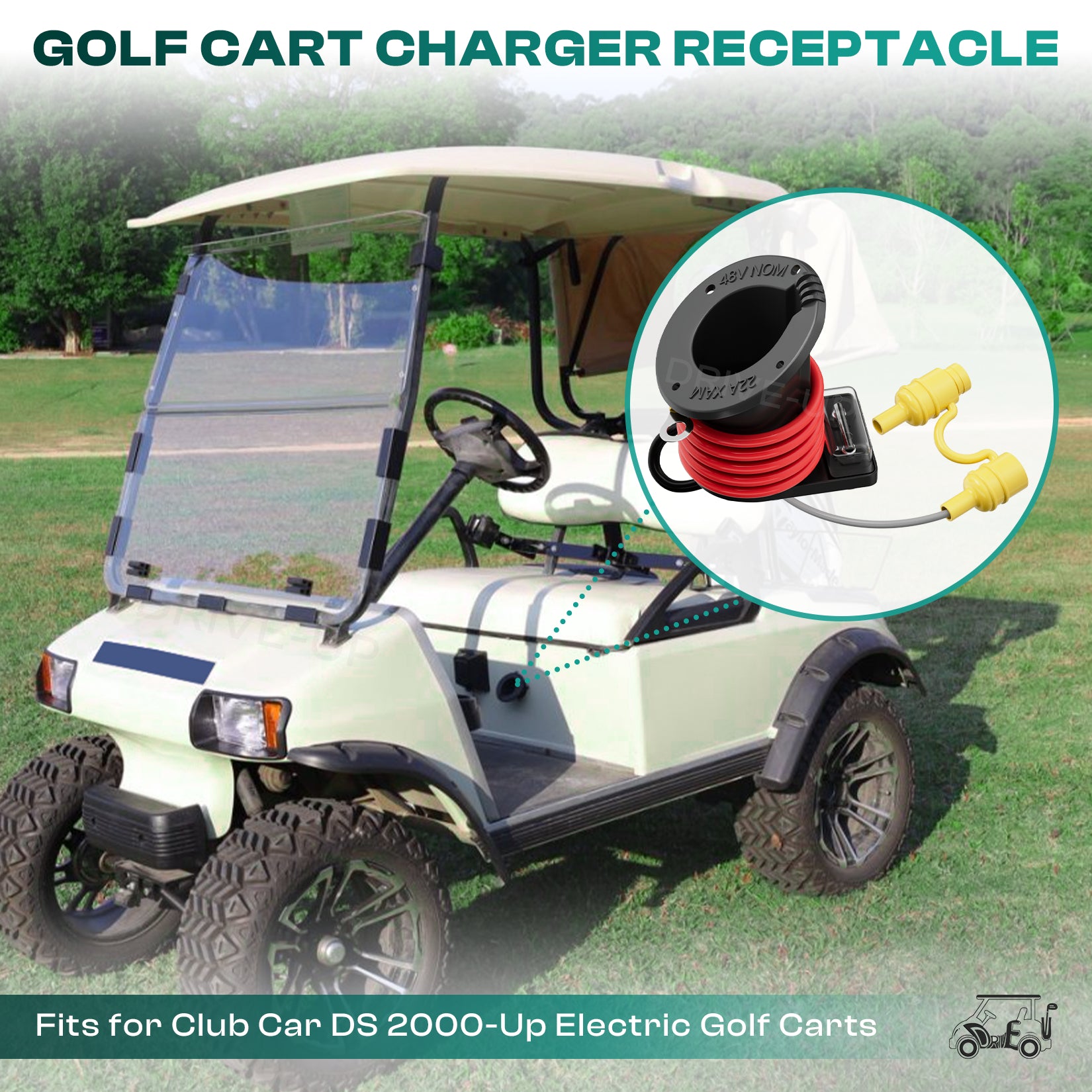 48V Golf Cart Charger Club Car DS Charger Receptacle Plug |Drive-up