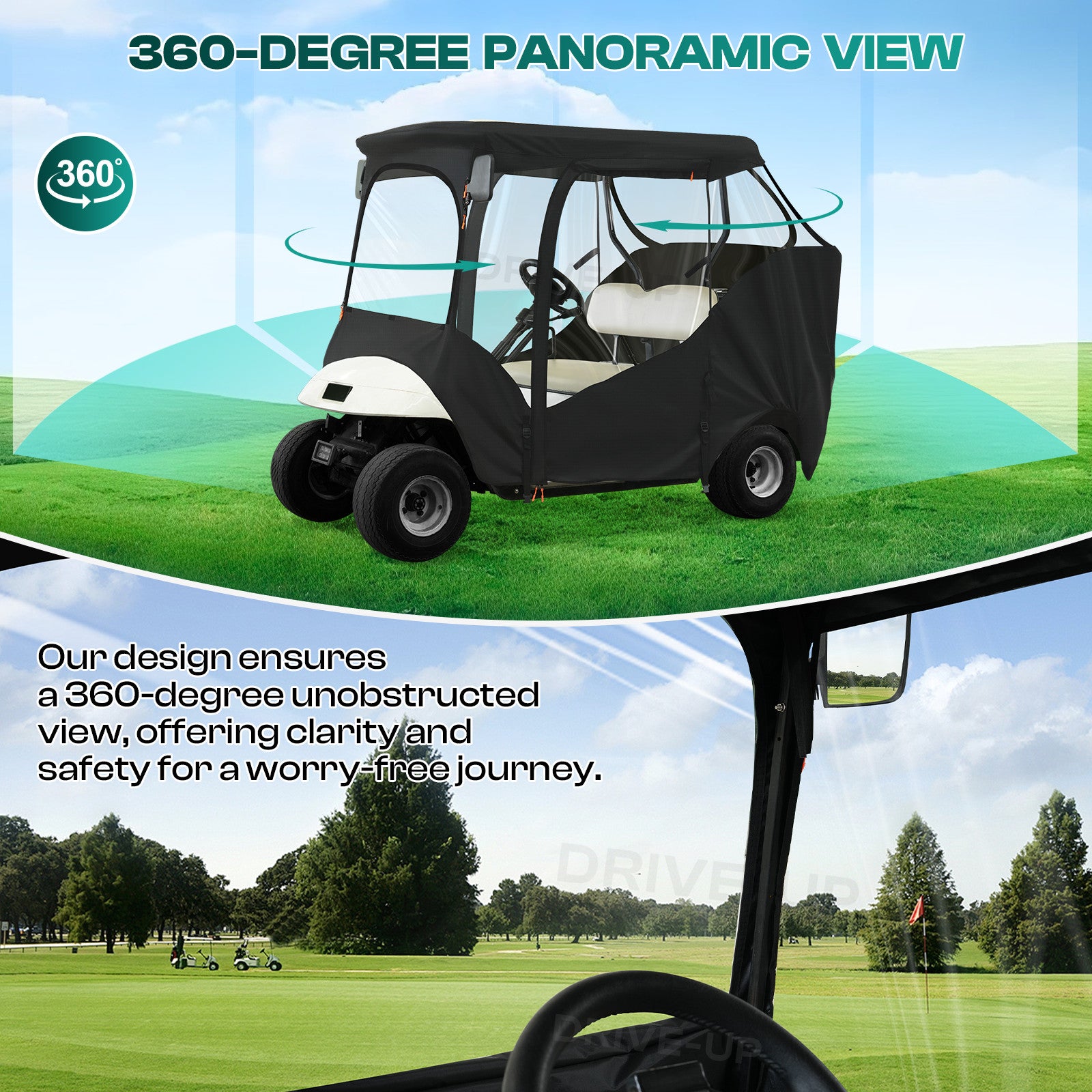 2-Passenger Golf Buggy Enclosures for EZGO RXV & TXT | Drive-up