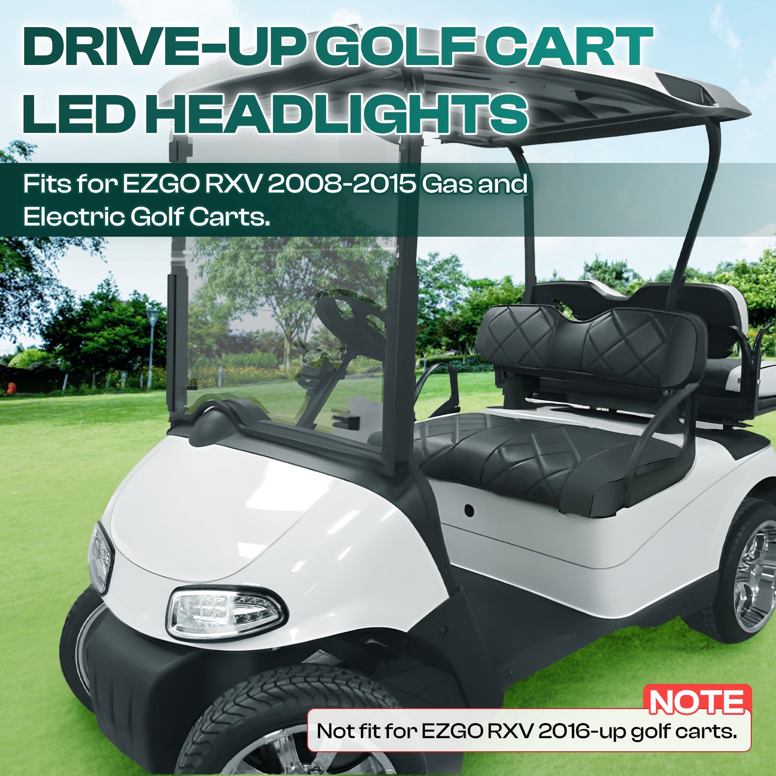 Golf Cart LED Headlights For EZGO RXV 2008-2015 G&E Models, OEM 607439-1, 607438-1 |Drive-up