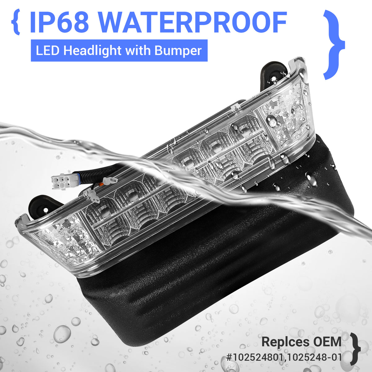 Club Car Precedent Led Head Light with Bumper Replacement or DC 48V to 12V Step-down Converter Kit