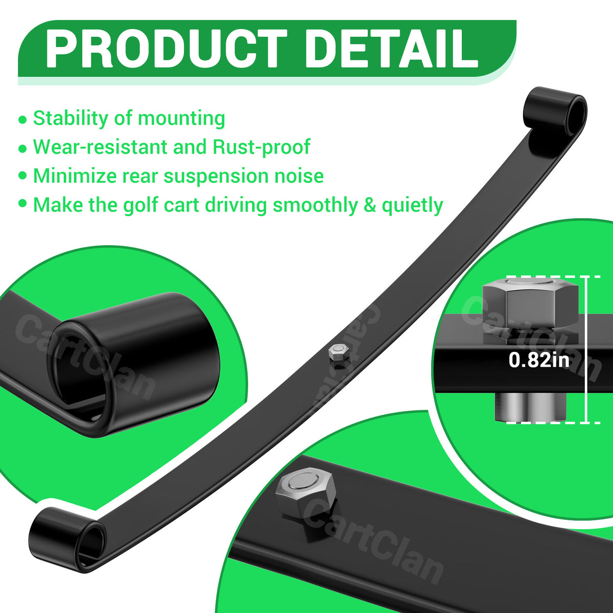 Club Car Rear Leaf Spring Kit, Golf Cart Rear Leaf Spring Kit Suitable for Club Car DS Golf Cart, OEM #1012180, 1015583 |Drive-up