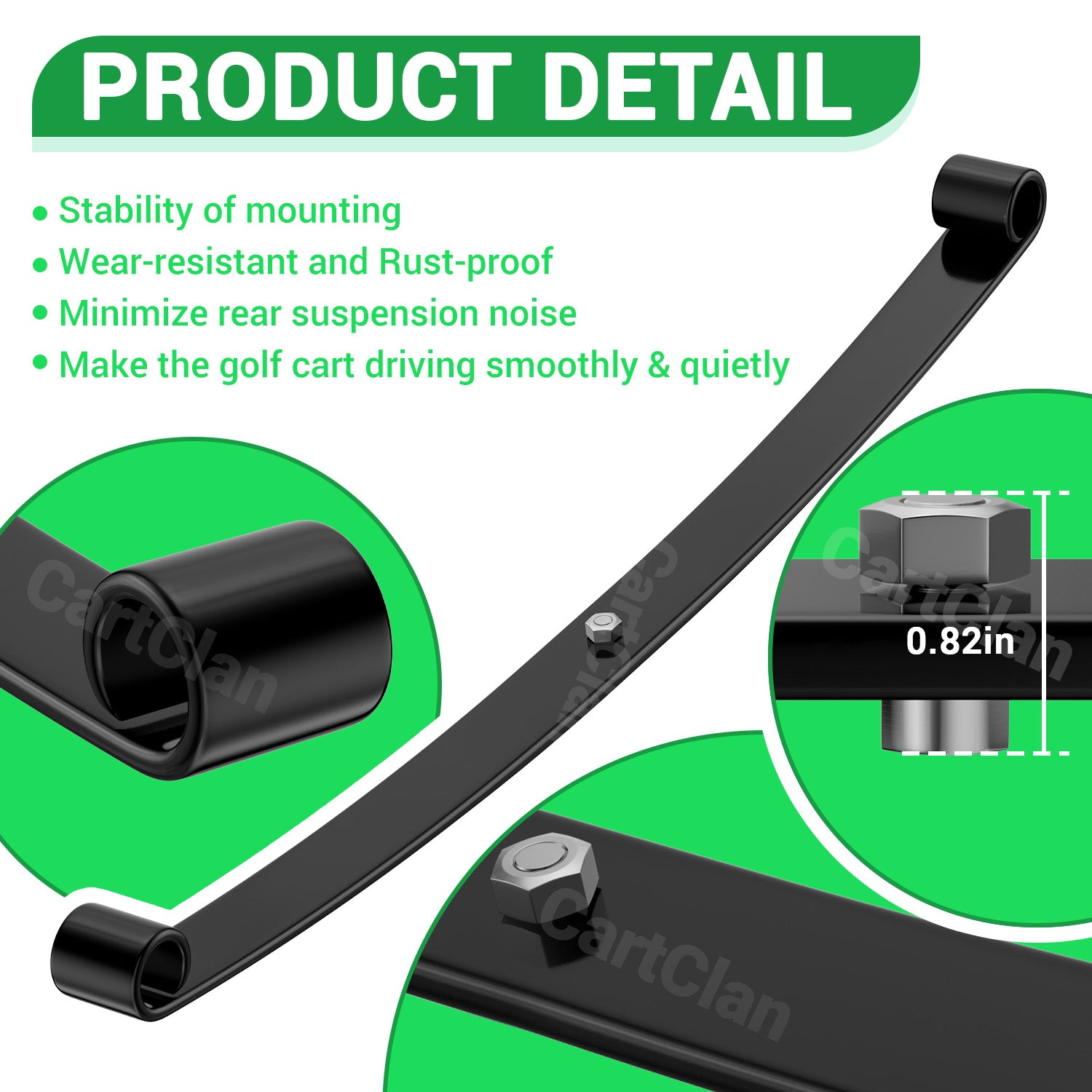 Club Car Rear Leaf Spring Kit, Golf Cart Rear Leaf Spring Kit Suitable for Club Car DS Golf Cart, OEM #1012180, 1015583 |Drive-up