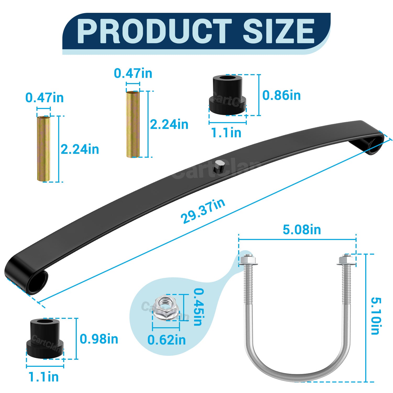 Club Car Rear Leaf Spring Kit, Golf Cart Rear Leaf Spring Kit Suitable for DS, OEM #1012180, 1015583 |Drive-up