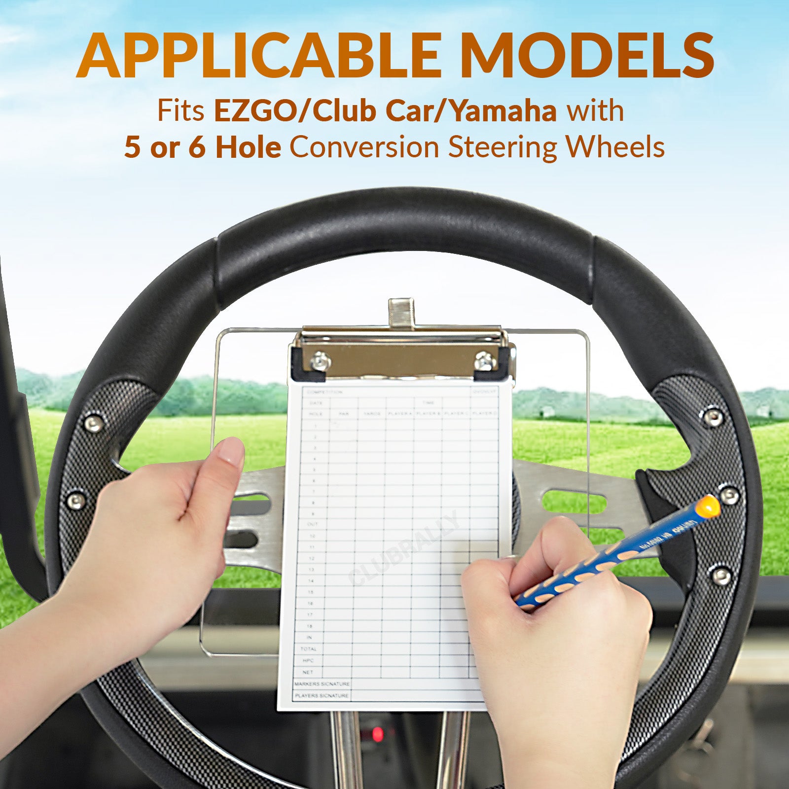 Universial Golf Cart Scorecard Holder with Pencil Holder | Drive up