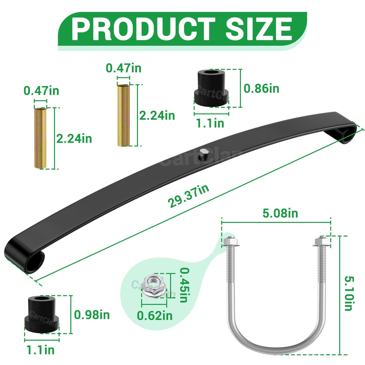 Club Car Rear Leaf Spring Kit, Golf Cart Rear Leaf Spring Kit Suitable for Club Car DS Golf Cart, OEM #1012180, 1015583 |Drive-up