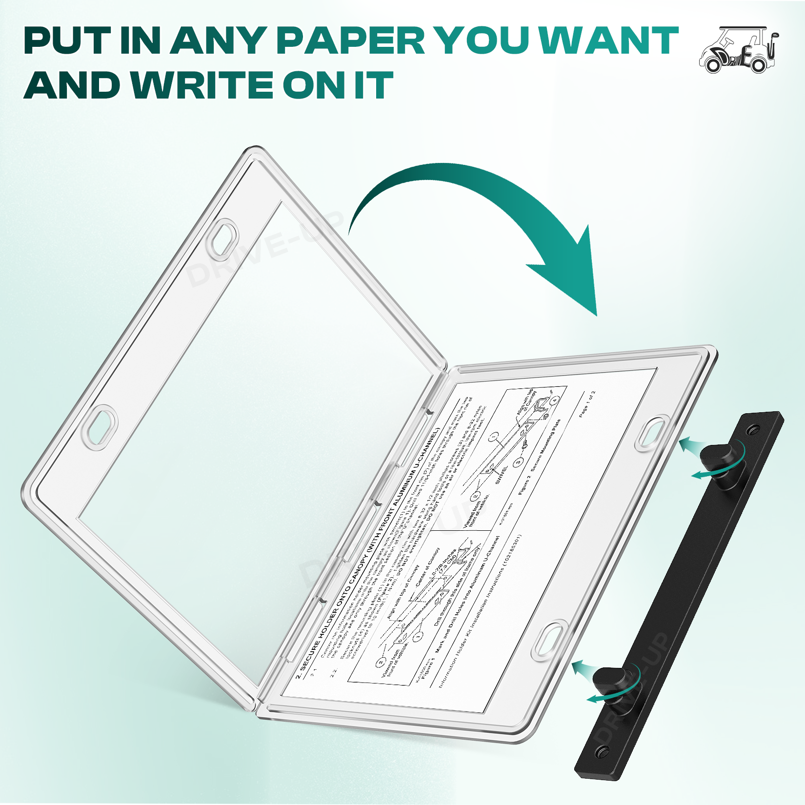 Golf Cart Transparent Hinged Message Holder for Club Car Models 10Pcs | Drive-up