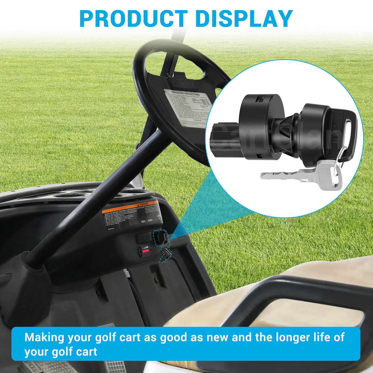 Key Switch Assembly 3 Position On/Off Replacement Ignition Switch for Yamaha | Drive-up