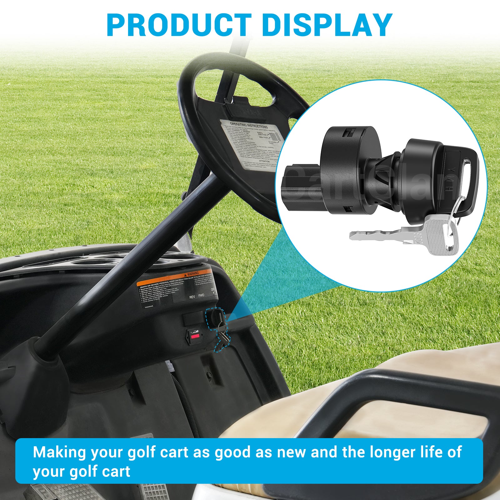 Key Switch Assembly 3 Position On/Off Replacement Ignition Switch for Yamaha | Drive-up