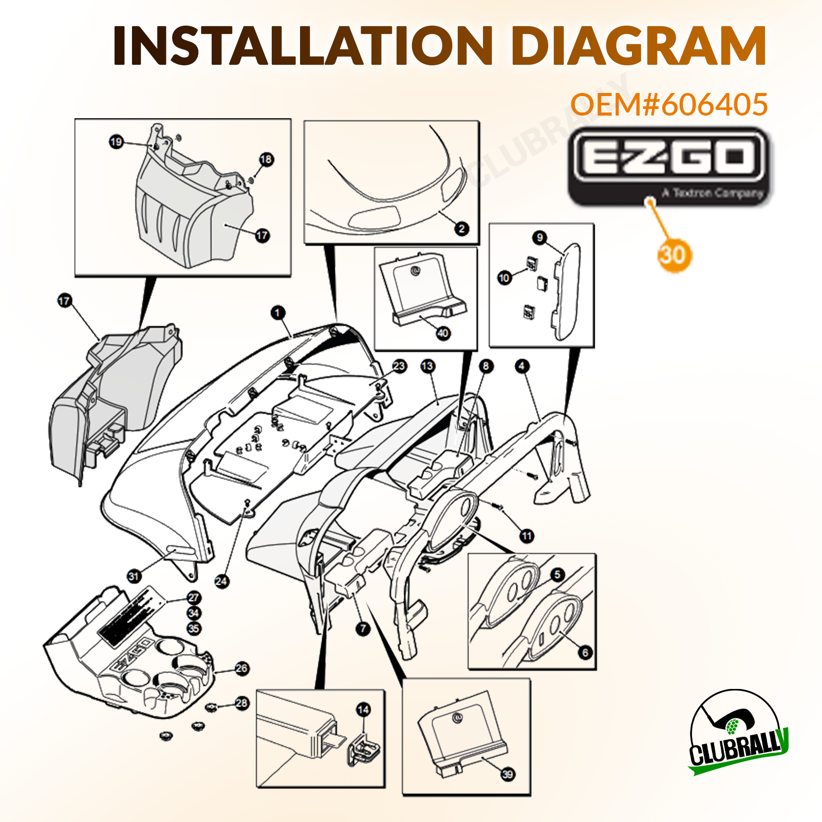 Name Plate for 2008-Up EZGO RXV Golf Carts | Drive-up