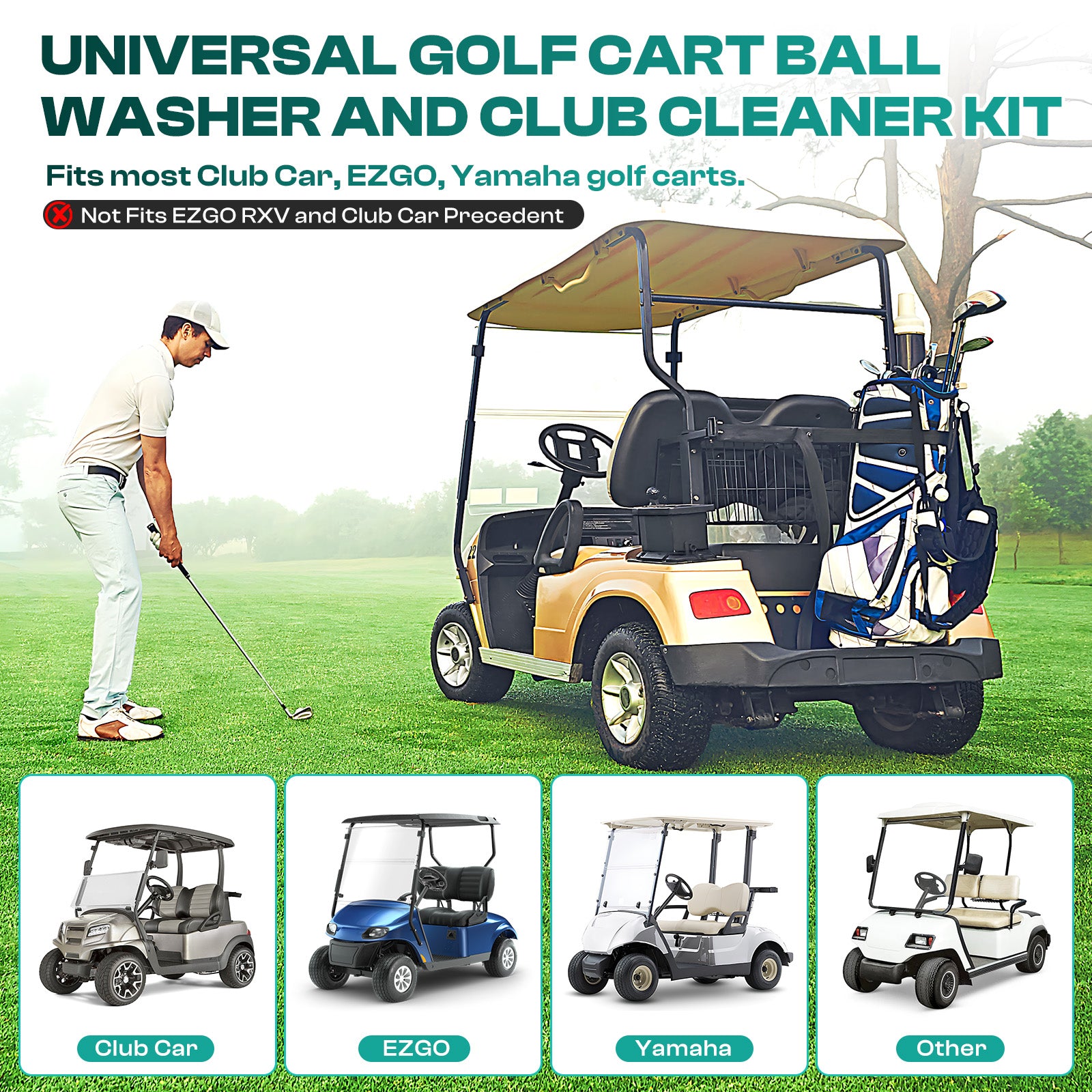 Universal Golf Cart Ball Washer for Club Car, EZGO, Yamaha G&E, OEM 603836 | Drive-up