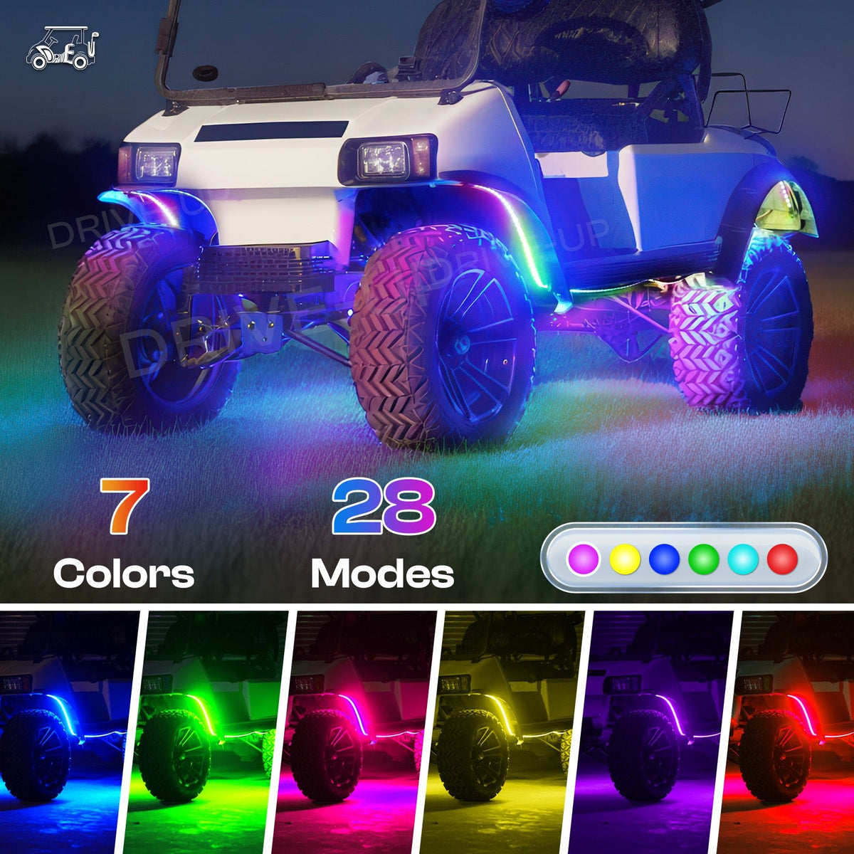 Golf Cart Light Bar Set Underglow Strips with Music Sync 2Pcs | Drive - up - Drive - up