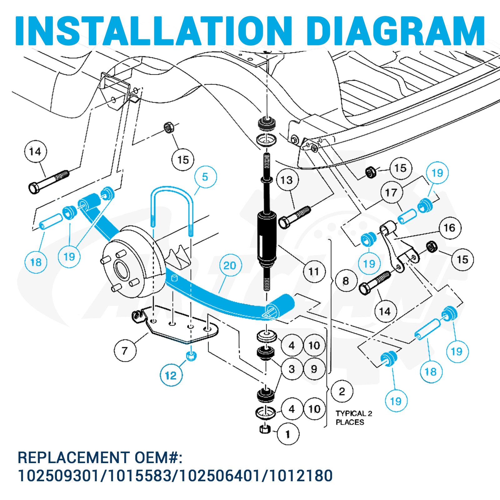 Golf Cart Rear Leaf Spring Kit Fits Club Car Precedent/Tempo/Onward | Drive-up