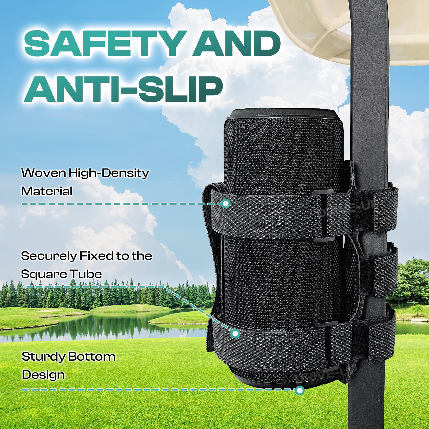 Universal Speaker Mount for Golf Carts & E-Bikes – Fits Yamaha/Club Car/EZGO with Adjustable Strap |Drive-up