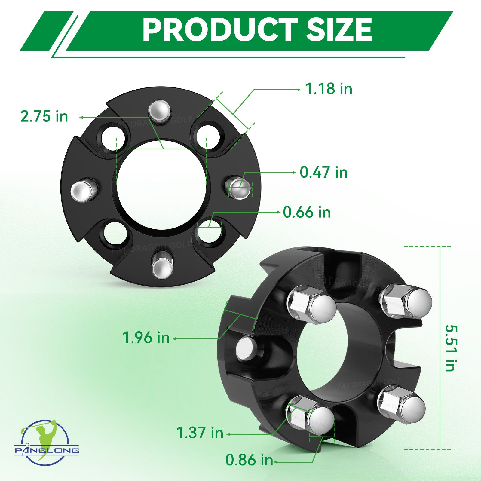 Universal Golf Cart Wheel Spacers Kit with Lug Nuts-2 inch, Wheel Spacers Kit Suitable for Yamaha, Club Car, EZGO | Drive-up