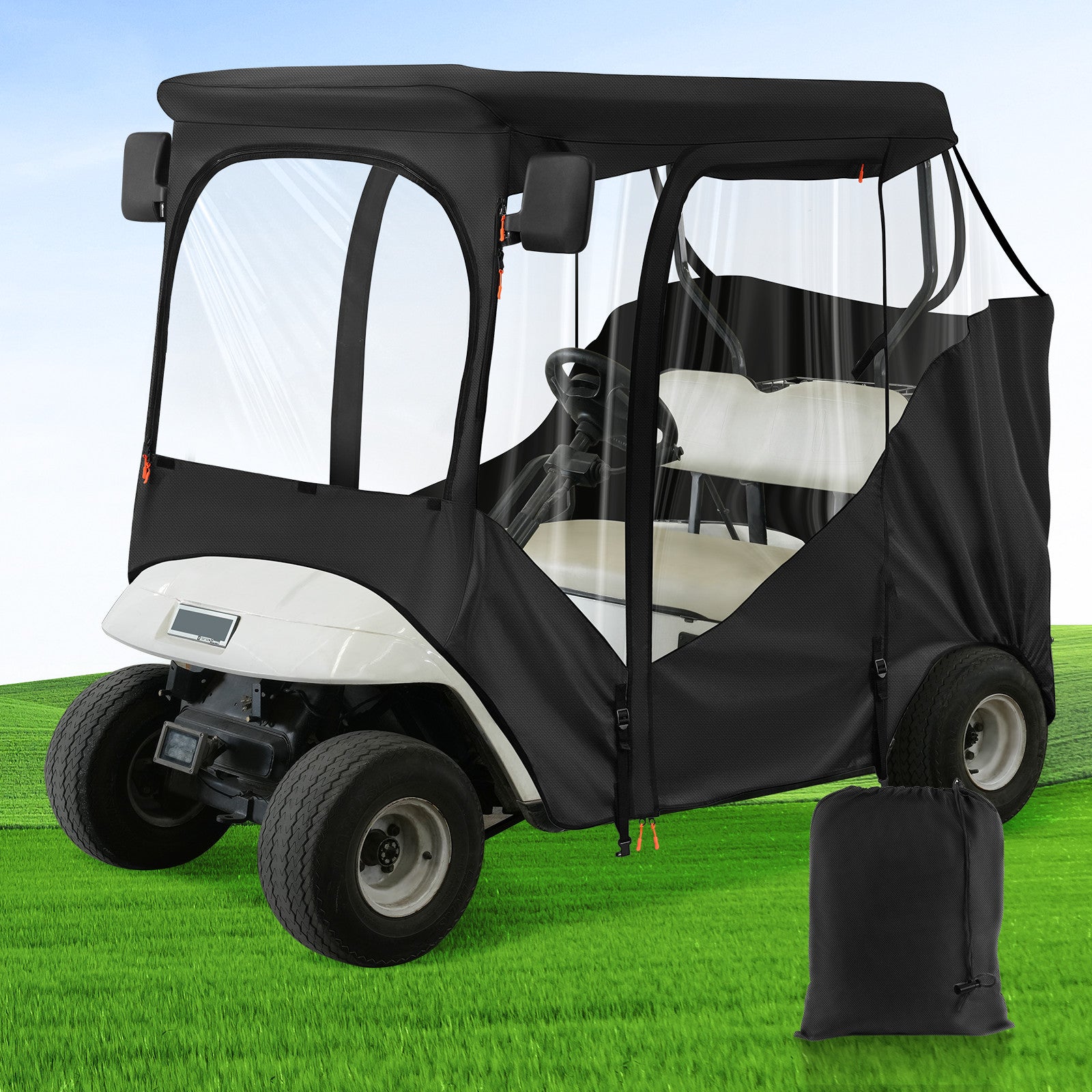 2-Passenger Golf Buggy Enclosures for EZGO RXV & TXT | Drive-up