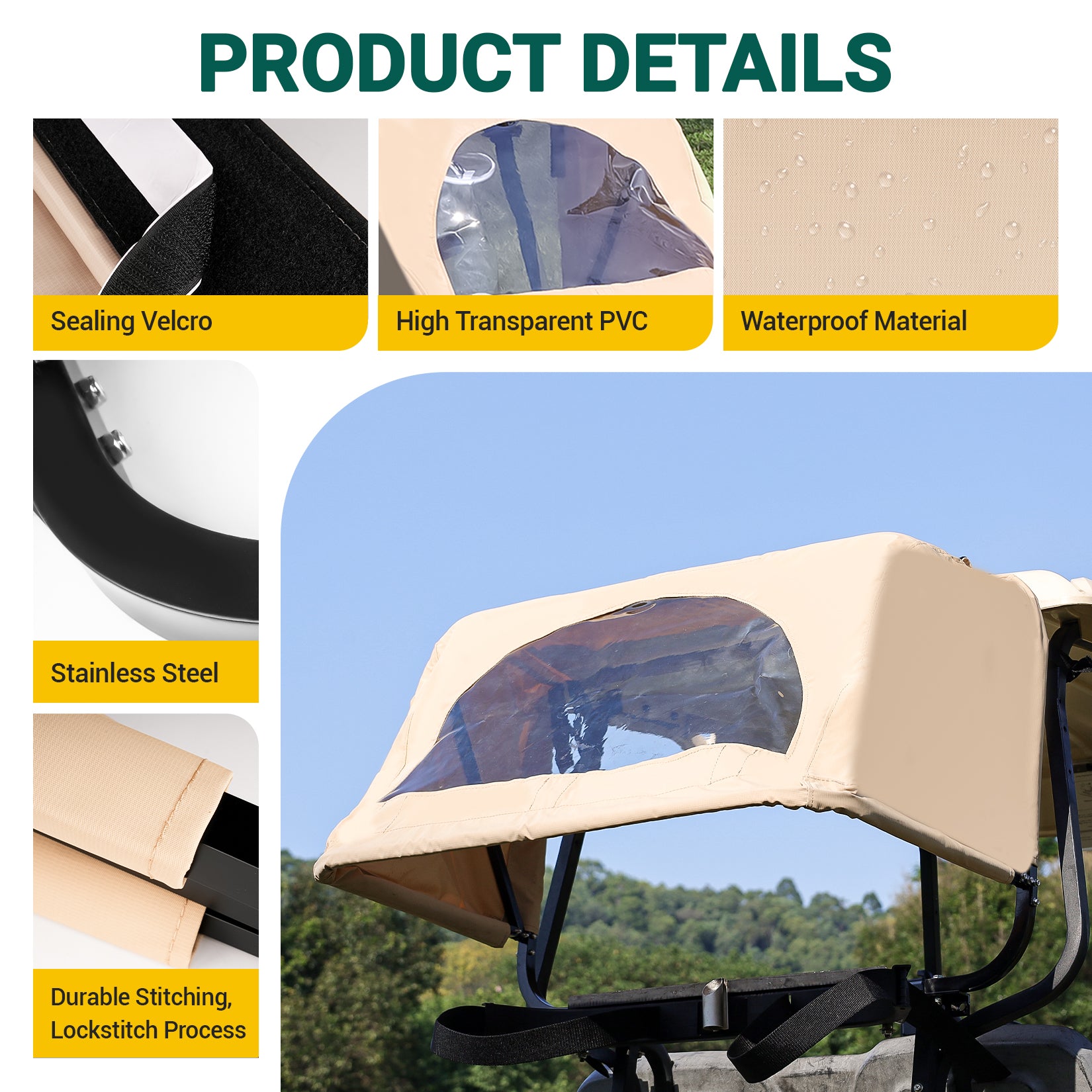 Golf Cart Universal Rear Golf Bag Rain Cover, Foldable Rain Cover | Drive-up