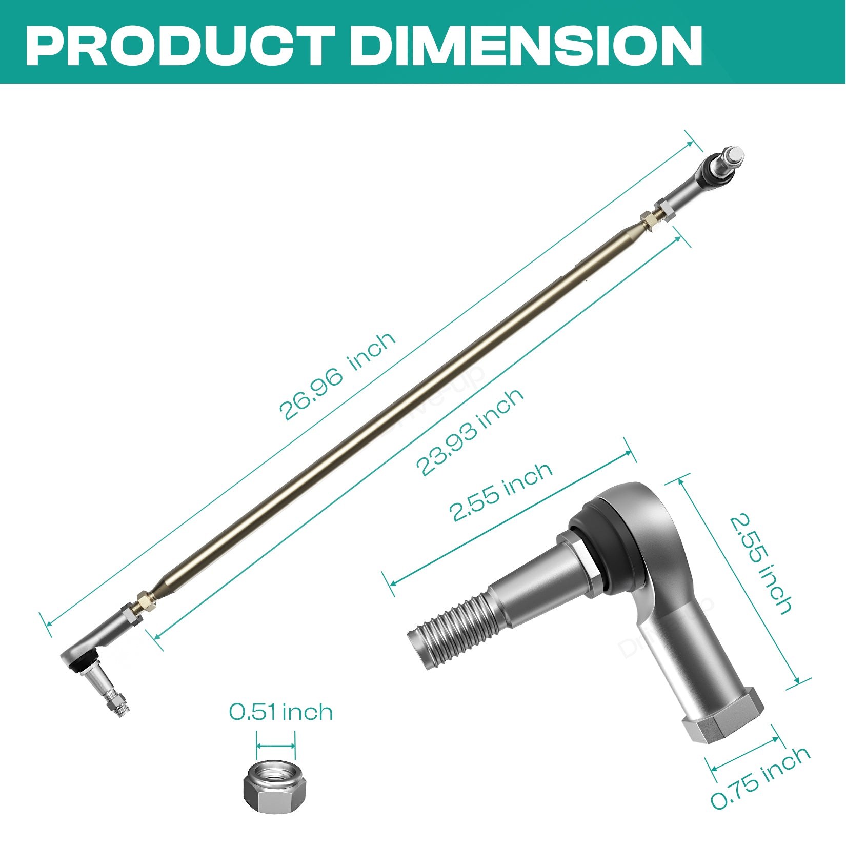 Drive-up Golf Cart Tie Rod Assembly for EZGO TXT 2001-Up Gas Electric Models OEM 70876-G02 70902-G01 70902-G02