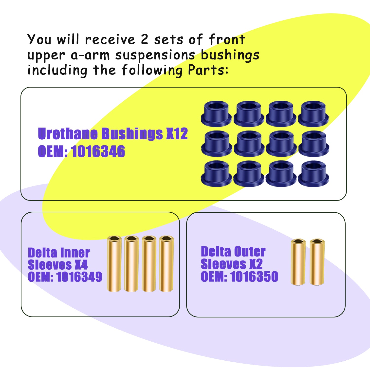 Front Upper A Arm Suspension for Club Car DS Polyurethane Bushing and Sleeve Kit 1016346 | Drive-up