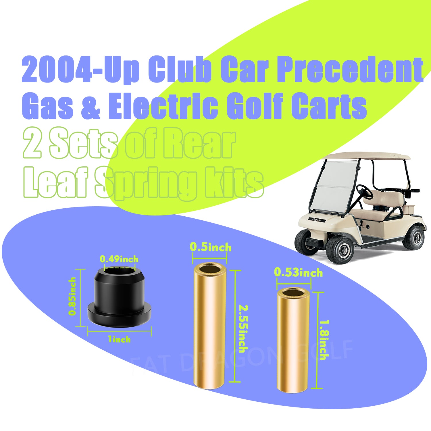 Black Golf Cart Rear Leaf Spring Bushing Kit for Club Car Precedent | Drive-up