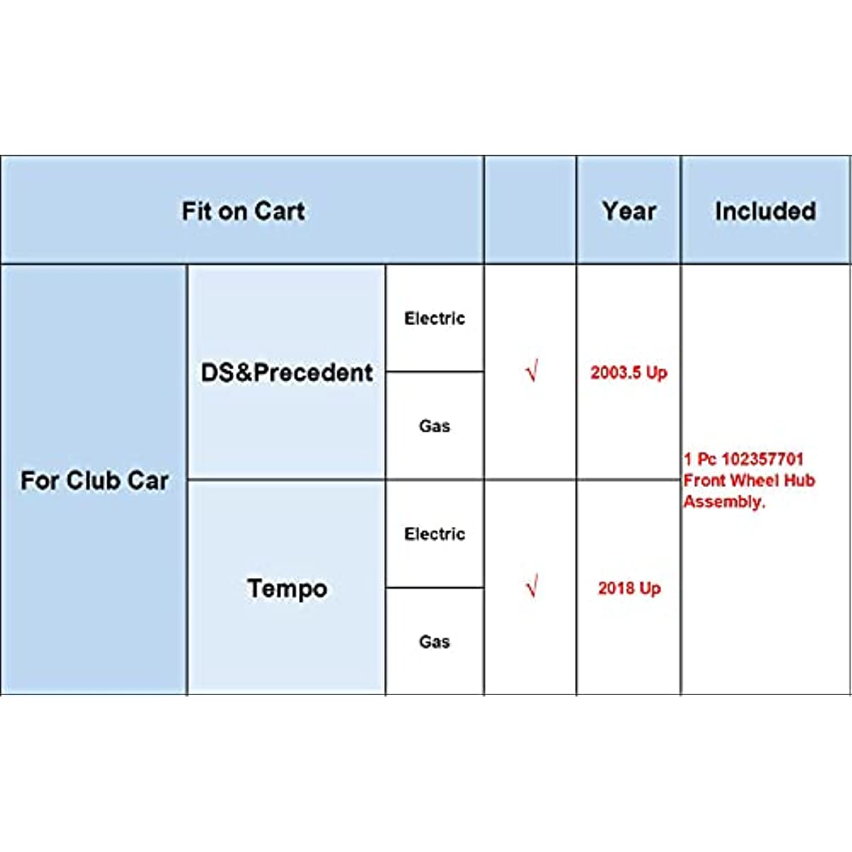 Club Car DS Golf Cart Front Wheel Hub Kit & Bearings Seals | Drive-up