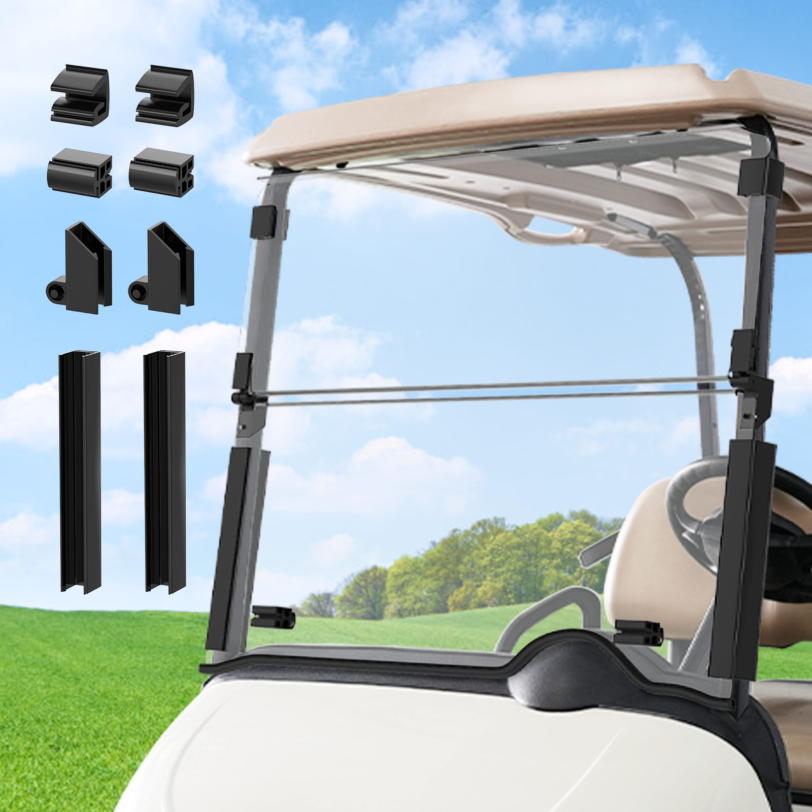 EZGO Windshield - Tinted Foldable Design for RXV 2008-up Golf Carts