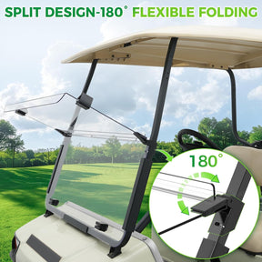 Foldable Golf Cart Windshield with Clip Kit for Club Car DS 2000.5-Up | DRIVE UP