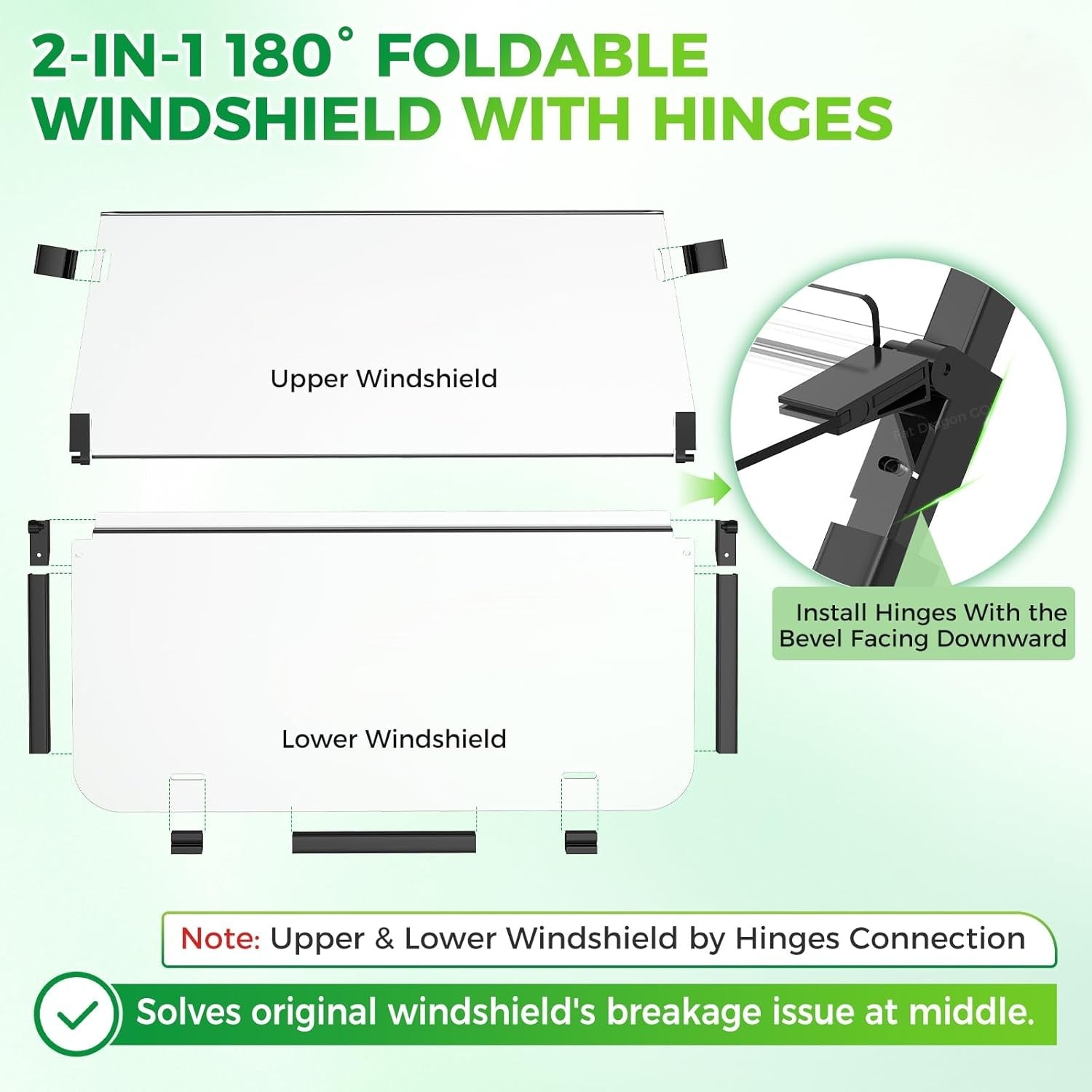 Foldable Golf Cart Windshield with Clip Kit for Club Car DS 2000.5-Up | DRIVE UP