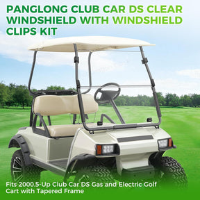 Foldable Golf Cart Windshield with Clip Kit for Club Car DS 2000.5-Up | DRIVE UP