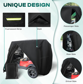 Universal Golf Cart Cover with Doors - Waterproof 420D/600D |Drive-up
