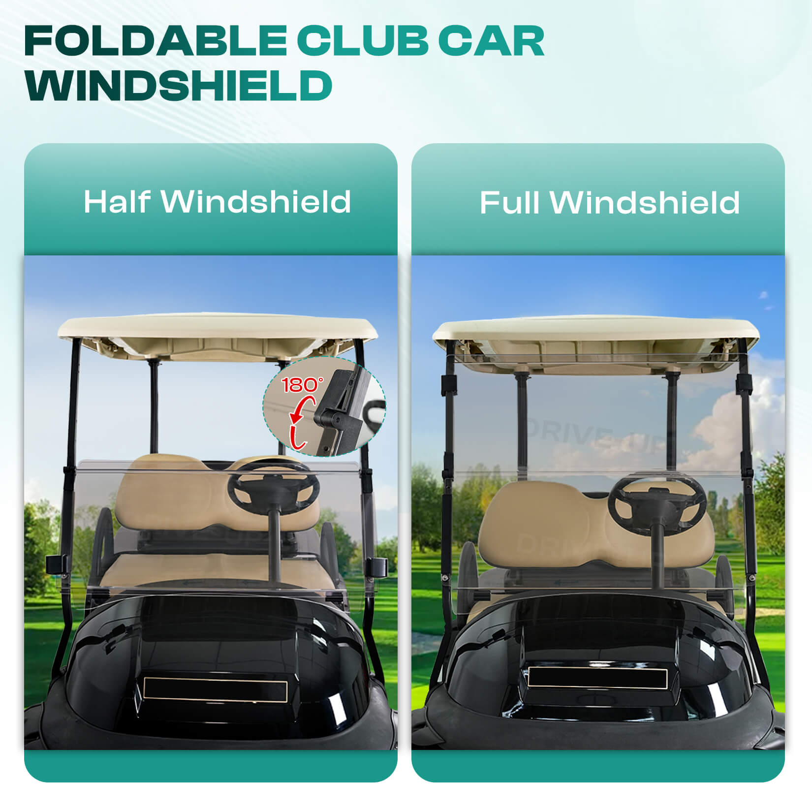 Golf Cart Windshield Foldable Tinted Club Car Precedent Tempo/ Onward |Drive-up
