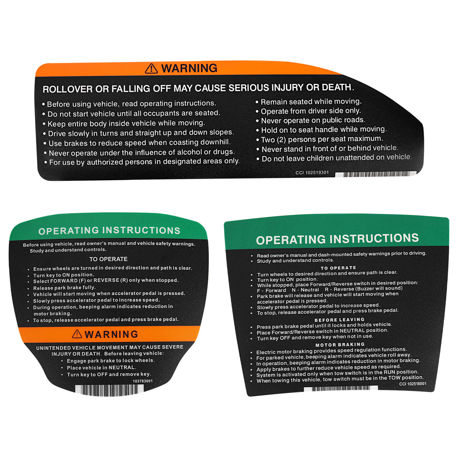 Golf Cart Steering Wheel Sticker/Dashboard Sticker Kit, for Club Car Precedent & DS Elec Models, OEM #102518001, 103783001, 102519301 |Drive-up