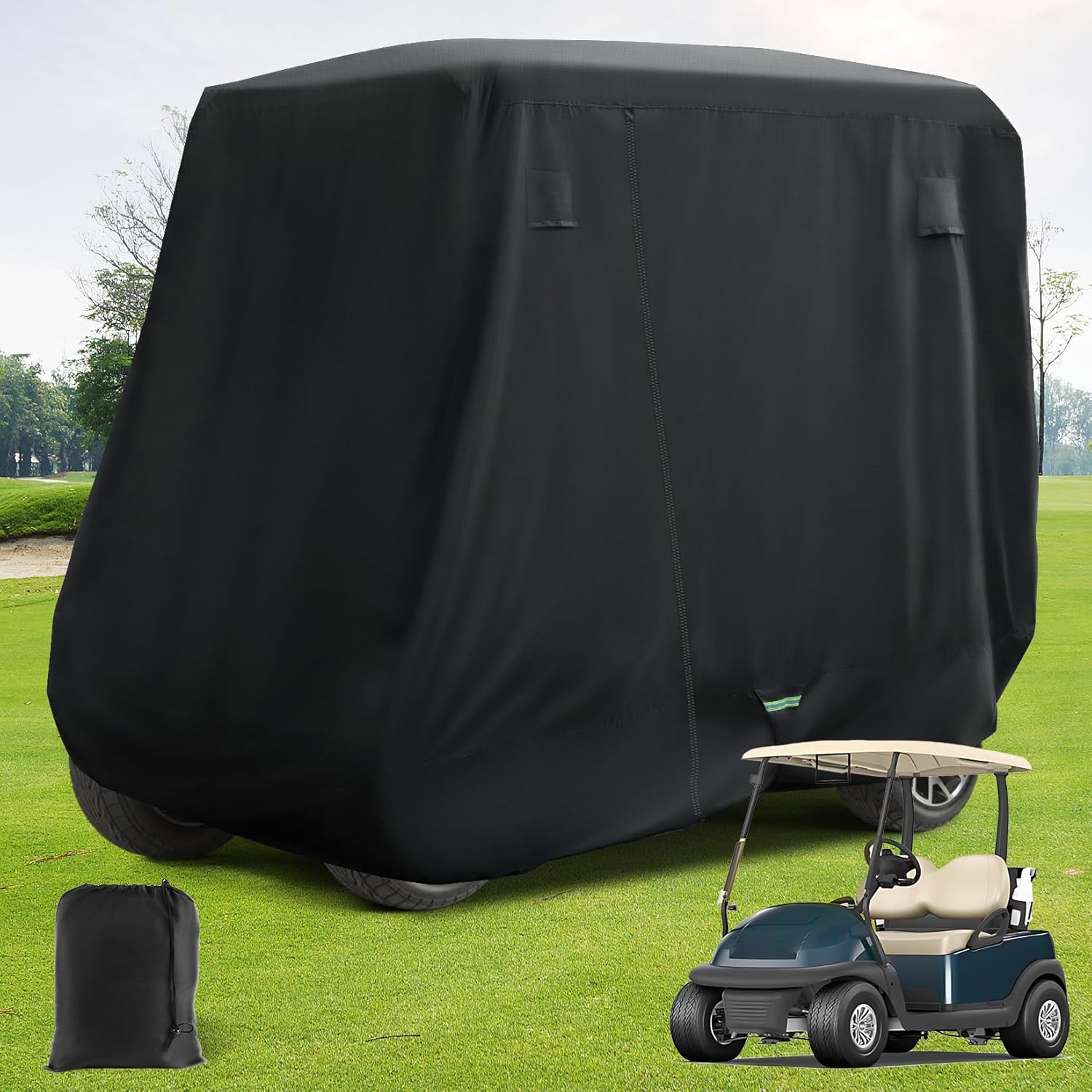 Universal Golf Cart Cover with Doors - Waterproof 420D/600D |Drive-up