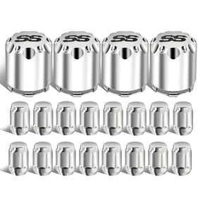 Chrome Golf Cart Center Caps & Wheel Lug Nuts Kit, 4 PCS ITP SS Wheel Hub Cap and 16 PCS Lug Nut for EZGO, Club Car¡­