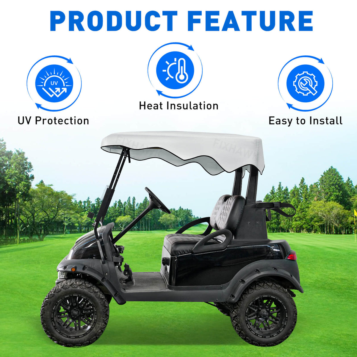 Golf Cart Roof Sun Shade Cover for Club Car Precedent 2 Passenger Models | Drive-up