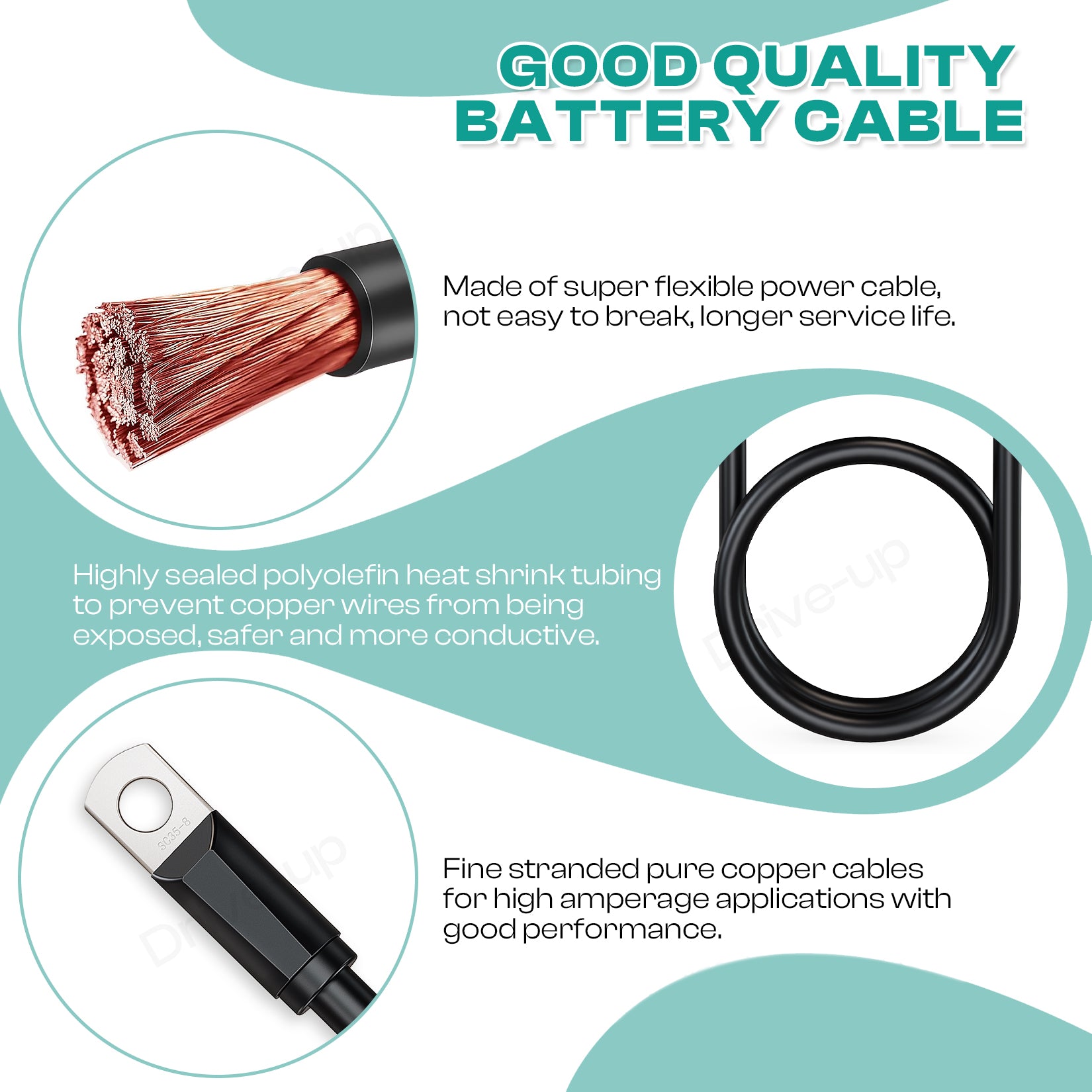 Golf Cart Battery Cable Set for Club Car DS 1995-Up 48 Volt 4 Gauge (Set of 5) |Drive-up