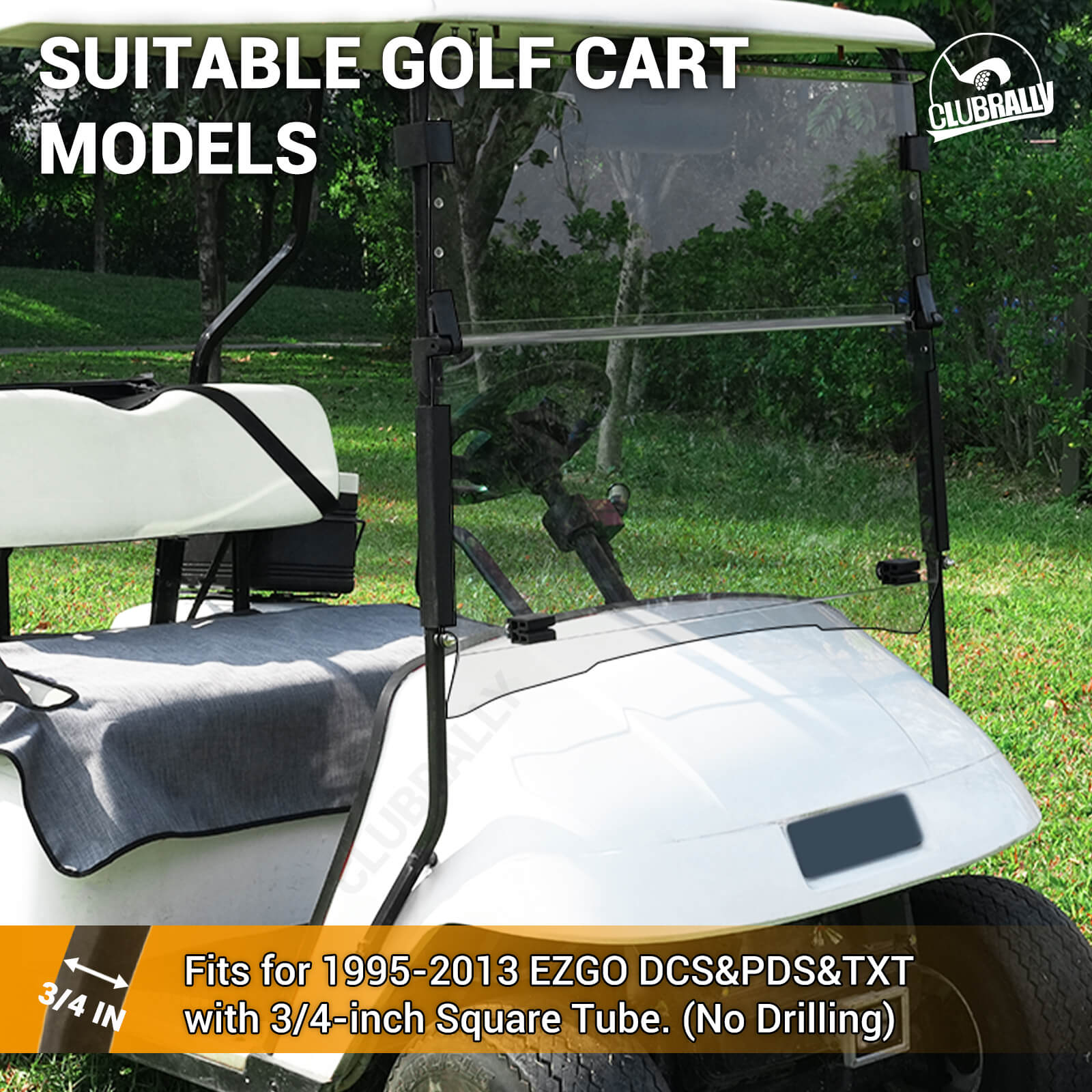 Fold-Down EZGO Golf Cart Windshield - Fits TXT/DCS/PDS 1995-2013 DCS/PDS |Drive-up