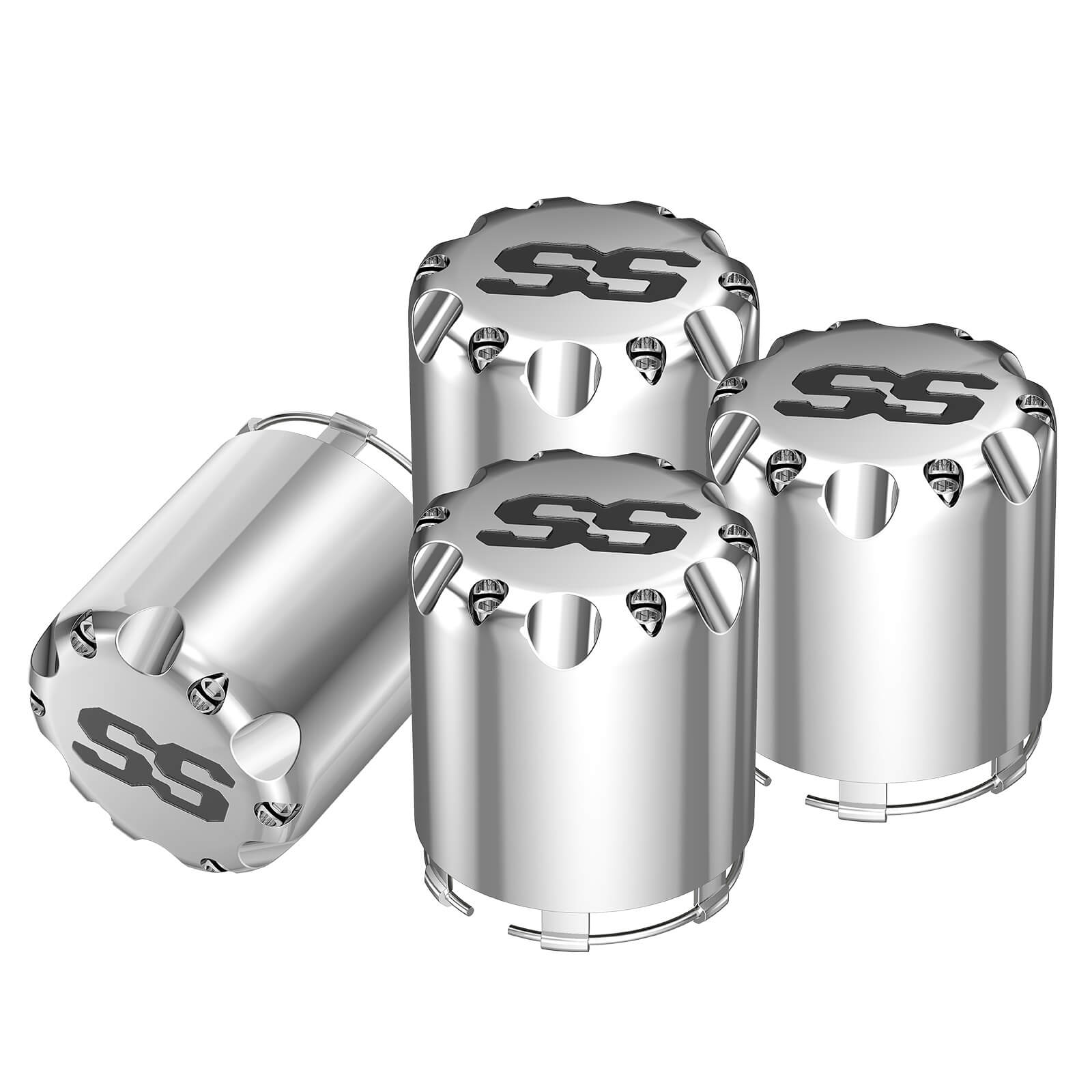 4-Pack Chrome Universal Golf Cart Wheel Hub Caps
