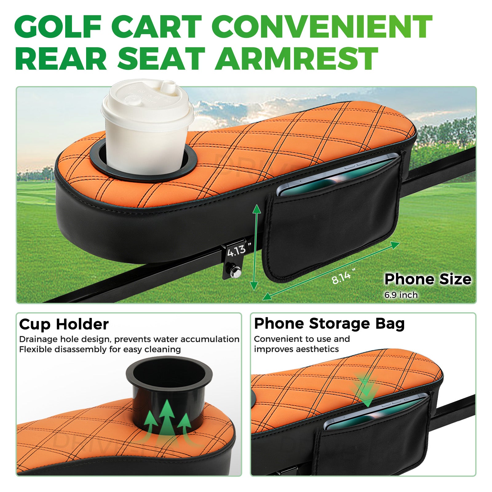 Golf Cart Armrests with Cup Holder