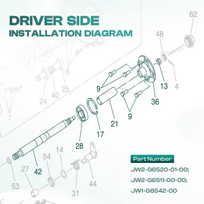 Yamaha Golf Cart Rear Axle Shaft - Driver/Passenger Side Replacement for G29 2007 - 2014 Electric - Drive - up