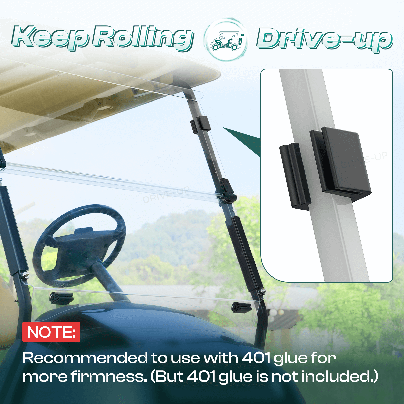 golf cart windshield top clips