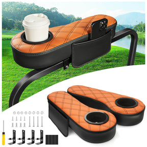 Golf Cart Armrests with Cup Holder and Phone Storage Pouch Fit Club Car EZGO Yamaha | Drive-up